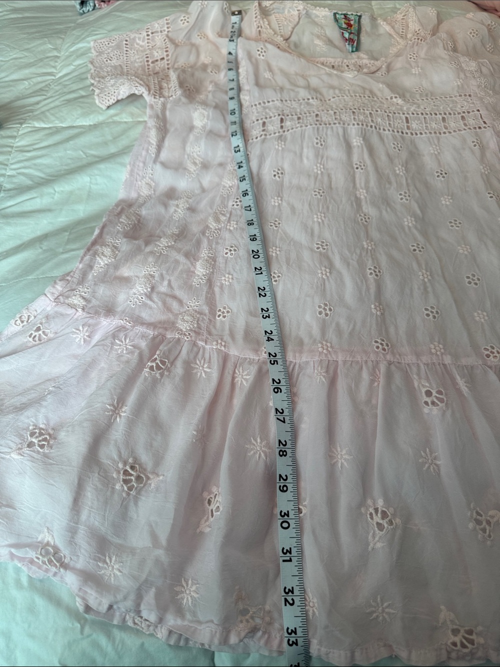 Johnny Was Pale Pink Embroidered Eyelet Tunic / Mini Dress - Picture 8 of 9